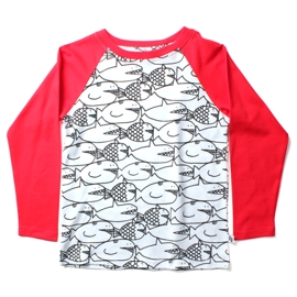 Littlehorn Fish Party Raglan Tee White/Red